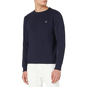 GANT Sweatshirt met lange mouwen, ronde hals, geborduurd logo, wit, evening blue, XXL