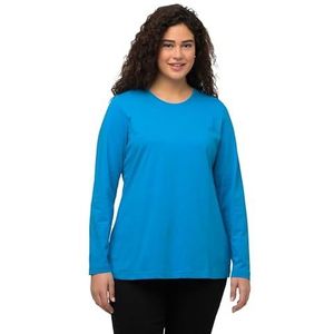 Ulla Popken Dames T-shirts met lange mouwen, Licht azuurblauw, 46/48 Grote maten