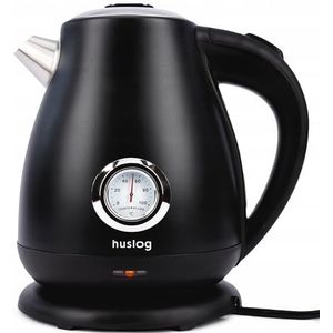 Huslog Elektrische waterkoker met thermometer, retro, 1,7 l, 2200 watt, zwart