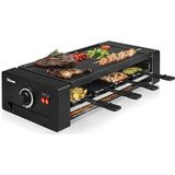 TRISTAR RA-2736 Pizza Gourmetstel 8 personen - 4 in 1 raclette, gourmetten, grillen en pizza's bereiden - 1300 Watt - Bakoppervlak 43 x 23 cm,Zwart