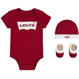 Levi's Kids Classic Batwing babyhoed, bodysuit, bootie set 3 stuks 0019 baby- en peuteruitrusting - baby - jongens, Levi's Red, 0-6 Months (50-68 cm)