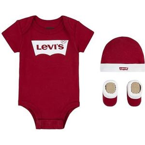 Levi's Kids Classic Batwing babyhoed, bodysuit, bootie set 3 stuks 0019 baby- en peuteruitrusting - baby - jongens, Levi's Red, 0-6 Months (50-68 cm)