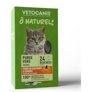 Vetocanis - O Natural – wormvoer voor katten – lekkernij voor katten met kiezelgoer en pompoen, die werkt op darmparasieten, kattenvoer, 24 beten – 36 g