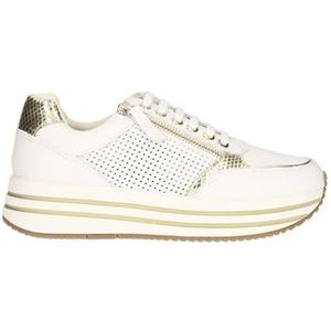 Geox D KENCY E Sneakers voor dames, wit/LT goud, 37 EU, Wit Lt Gold, 37 EU