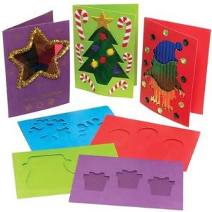 Baker Ross FE946 Wenskaarten met Kerstopening - Pak van 15 stuks, losse kaartjes om kaarten te maken, maak je eigen kerstkaarten, ideaal voor knutselprojecten voor kinderen