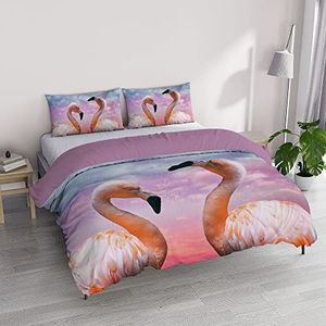 Italian Bed Linen GOODNIGHT Beddengoedset met digitale print, microvezel, flamingo, tweepersoonsbed