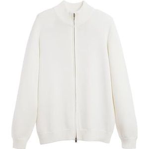 Diana Studio, Gebreid herenvest met doorlopende ritssluiting, wit, 100% katoen, lange mouwen, maat XL, regular fit, Wit, XL