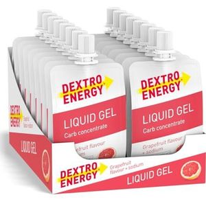 Dextro Energy Liquid Gel - Lekkere vegan energiereep Alternatief voor je indoor of outdoor work-out - Grapefruit + natrium - 18 x 60 ml (pak met 18 stuks)