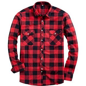 Alimens & Gentle Men's Button Down Regular Fit Long Sleeve Plaid Flannel Casual Shirts