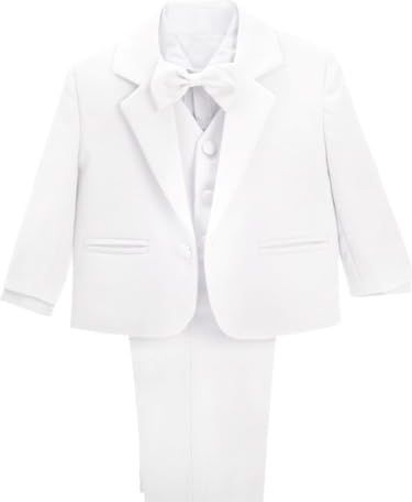 Lito Angels Kostuums & Blazers Tuxedo Smoking Pak Set van 5 Stuks Bruiloft Feest Formele Kleding Outfit voor Baby Jongens Maat 86 (Leeftijd 12-18 Maanden) Wit