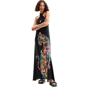 Jurk - Viscose - Motiefprint - Haltermodel - Lang/maxi - Mouwloos