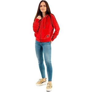 Superdry Womens Vintage Crop Ziphood Hooded Sweatshirt, Soda Pop Red, XL