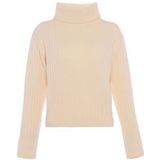 BLONDA - Trui - Wolwit - Geribbeld Gebreid - Lange Mouw - Normale Pasvorm