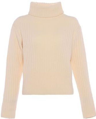 BLONDA - Trui - Wolwit - Geribbeld Gebreid - Lange Mouw - Normale Pasvorm