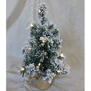 FBright Sneeuwbedekte kerstboom met 10 leds, warmwit, hoogte 30 cm