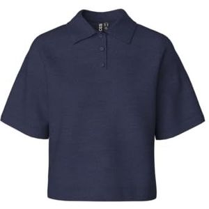 PIECES Dames Pcorina Ss Polo Knit Pwp Bc, Maritieme blauw., XS