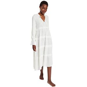 Trendyol Dames Beachwear Midi Smock Jurk Regular Geweven Jurken, Ecru, 64