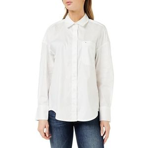 Tommy Jeans Dames Tjw Ovs Katoenen Shirt Ext Geweven Tops, Wit, XL