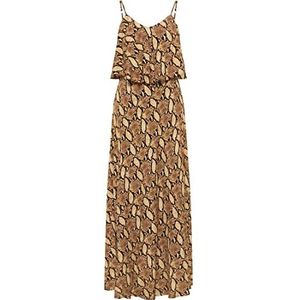 IMANE Dames maxi-jurk met slangenprint 19222834-IM01, beige slang, XS, Maxi-jurk met slangenprint, XS