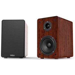 Wiibo Karino 200 Oak HiFi-luidspreker voor rek, vermogen 100 W, 2-weg luidspreker bass reflex, 2 inch tweeter en 5 inch woofer, paar luidsprekers met surround geluid