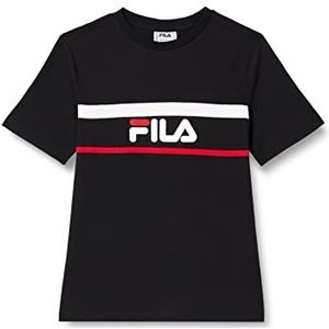 FILA Jongens Stevenage Block Stripes T-Shirt, Black-Bright White-True Red, 146/152, zwart-helder wit-echt rood, 146/152 cm