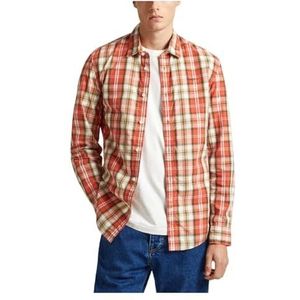 Pepe Jeans Peterson shirt voor heren, Oranje (Verbrande Oranje), L