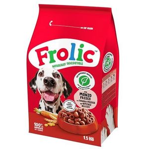 Frolic Complete droogvoer voor honden, met rundvlees, wortels en granen, 4 zakken à 1,5 kg