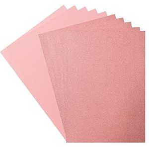 Florence 800208-005 Cardstock (216 GSM) & Glitter Papier (250 GSM), Roze, A4, 10 vellen, voor Scrapbooking, kaarten maken, stanssnijden en meer papierambachten,Roos