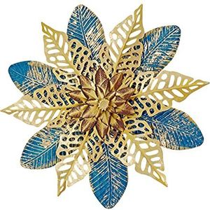 abc HOME living Wanddecoratie bloem, metaal, 54 cm B, goud, turquoise, ca. 6,5 cm D x H