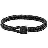BOSS Sieraden Heren SEAL Collection Armband verkrijgbaar in zwart of bruin, Medium, Roestvrij staal, Geen edelsteen