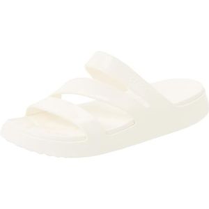 Crocs - Getaway Patent Strappy Slides - Slippers - Chalk - Vrije Pasvorm