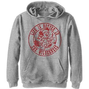 Disney Characters Nature Mickey Boy's Hooded Pullover Fleece, Athletic Heather, Small, Athletic Heather, S