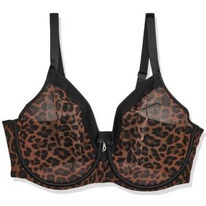 Curvy Couture Women’s Sexy Sheer Mesh Plus Size Full Coverage Bra, Designer Leo, 36G