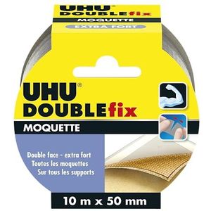 UHU Doublefix Dubbelzijdig plakband, extra sterk, voor tapijten en tapijten, 10 m x 50 mm