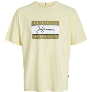 JACK & JONES Jorfrederiksberg Boxscript Tee Ss Sn Jnr voor heren, Double Cream, 152