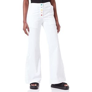 Moschino Dames Lyocell Gabardine met veelkleurige Snap Buttons Pants, wit (optical white), 48 NL