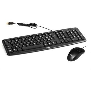 LINK LKTAST02 LKMOS35 - Italiaans USB-toetsenbord 108 toetsen kleur zwart optische USB-muis 3 toetsen zwart en ergonomisch