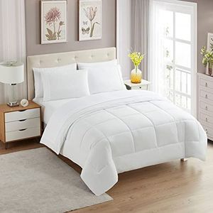 Sweet Home Collection Ultra Soft Down Alternatieve Set & Luxe Lakens, Microfiber, Wit, Twin