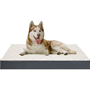 TRESBOUTIQUE 1 Hondenbed voor grote honden, orthopedisch schuimmatras en kussen voor hondenkraan, waterdicht, zacht, wasbaar, afneembare hoes (91 cm x 69 cm x 8 cm, grijs),rood
