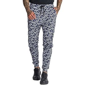 Gianni Kavanagh Black Destiny Cargo Trousers Jogger voor heren, Blanco Y Gris, XL