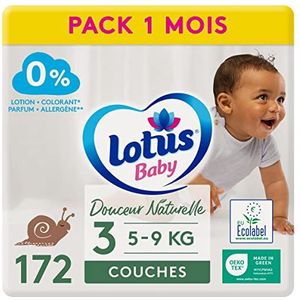 Lotus Baby Douceur Naturel luiers, maat 3 (5-9 kg), 1 maand, 172 luiers