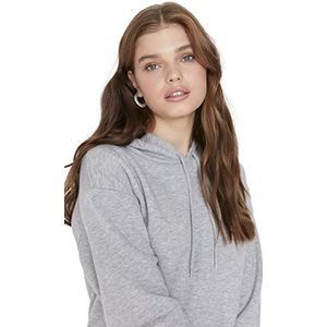 TRENDYOL Dames Hood Plain Oversize Sweatshirt, Lichtgrijs, M, lichtgrijs, M