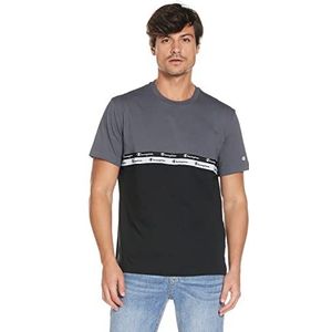 Champion American Tape Color Block S/S T-shirt voor heren, Zwart, M