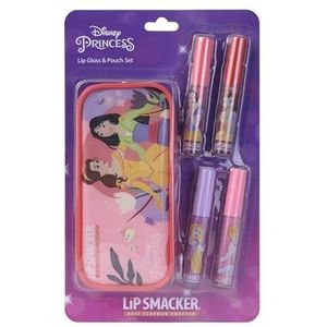 Lip Smacker Disney Princess Lip Gloss Set, Kleurrijk Make-up Cadeauset voor Kinderen inclusief 4 Glanzende Lip Glosses & een Ritszakje voor de Prinsessenlook van je Kinderen voor onderweg