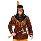 Widmann - Indianenkostuum, bovendeel, hoofdband met veer, wilde vesten, carnaval, themafeest