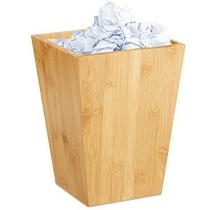 Relaxdays prullenbak kantoor - bamboe - prullenmand 6 l - papiermand open - papierbak