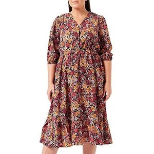 usha Dames midijurk met bloemenprint 10523350, zwart meerkleurig, L, Zwart meerkleurig., L