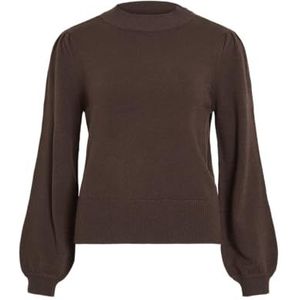 Vila - Viril Turtle-nk Balloon Top - Trui - Coffee Bean - Dames