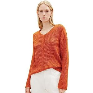 TOM TAILOR Basic damestrui met V-hals, 32403-goud vlam oranje melange, XS