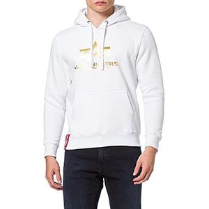 Alpha Industries Basic Hoody Foil Print Hooded Sweat voor heren White/Yellow Gold